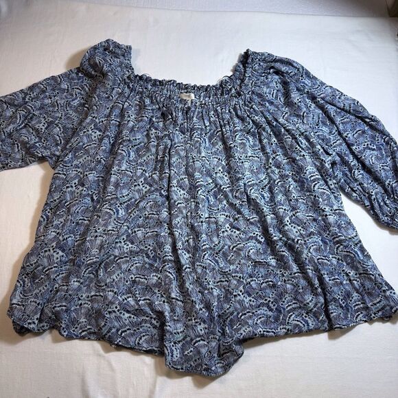 Terra & Sky Blue Depths Women's Plus‎ Conv  Off the Shoulder Blouse Size 4X NWT - Picture 2 of 10